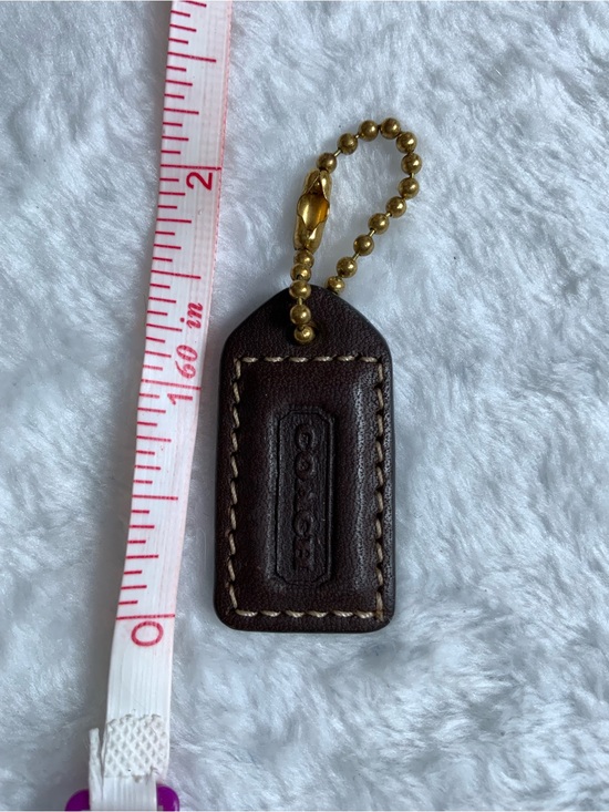 Coach Accessories - Coach Brown Leather Key Tag with Gold Chain